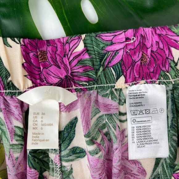 H&M High Waisted Tropical Floral Print Woven Pants - 6 - Picture 10 of 10